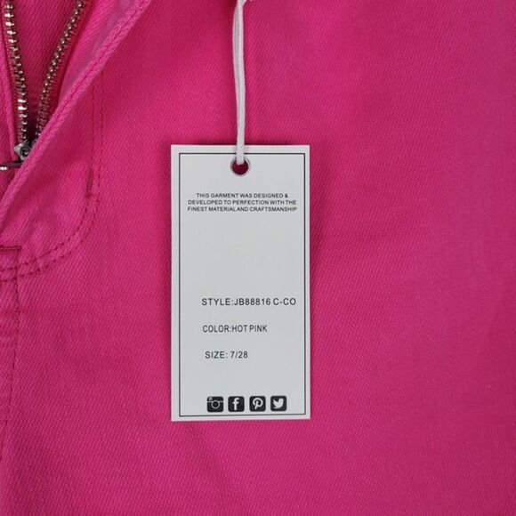 Judy Blue 90's Straight Leg Jeans High Waist Garment Dyed Hot Pink Size 7/28 NWT - Picture 11 of 12